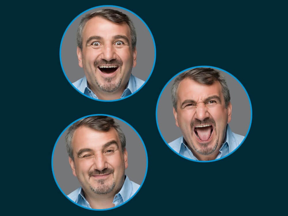 Mit Worten lässt sich die Mimik unterstützen.