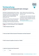 Titel der Broschüre Fragebogen Vorbereitung zum Arztgespräch