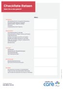 Titel der Broschüre Checkliste Reisen