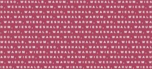 Illustration mit den Wörtern wieso, weshalb, warum