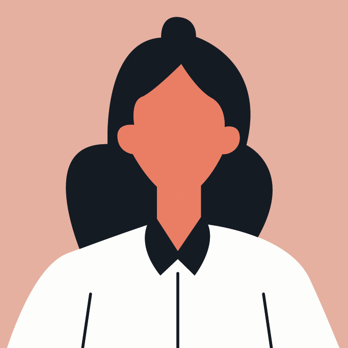 Illustration Frau mit schwarzen Haaren und weißer Bluse