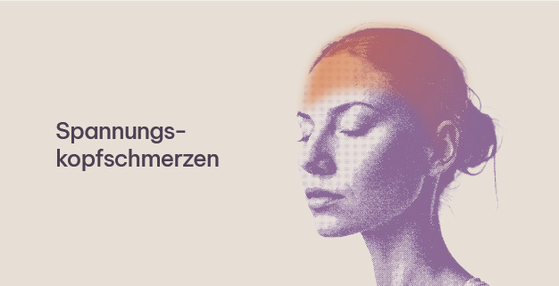 Migräne:Grafik mit Kopf, Spannungskopfschmerzen orange gekennzeichnet