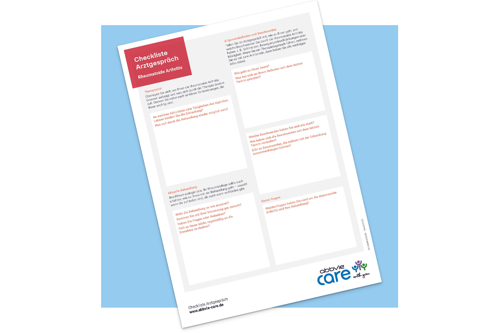 Cover der Checkliste zur Vorbereitung des Arztgesprächs